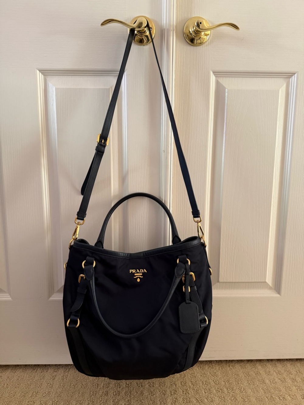 Prada Navy Nylon Tote with adjustable Shoulder Strap - Picture 5 of 6